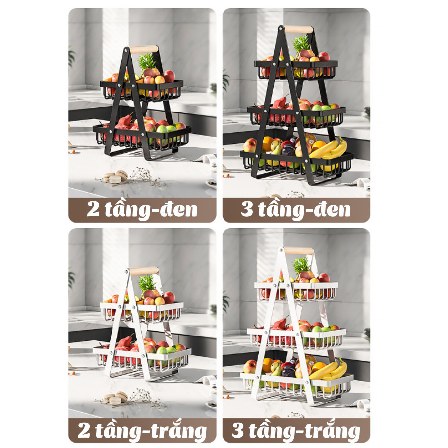 Kệ Đựng Đồ Nhà Bếp Đa Năng 3 Tầng, Giỏ Đựng Gia Vị, Trái Cây, Decor Đa Năng Thép Cacbon Cao Cấp DINOHOME