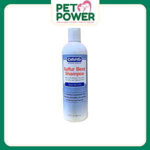 Dầu tắm Davis Sulfur Benz - Sữa tắm trị viêm bã nhờn, viêm chân lông, nhiễm khuẩn cho thú cưng 355ml