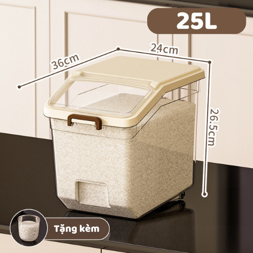 Thùng Đựng Gạo 20kg-35kg Nắp Lật Chống Côn Trùng Chống Ẩm, Hộp Đựng Gạo Đựng Ngũ Cốc Đồ Khô Cao Cấp