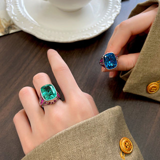 Châu Âu Mỹ INS Phong Cách Mới Đáy Đồng Mạ Vàng Mô Phỏng Para Xanh Đồng Nhẫn Nữ 12*16