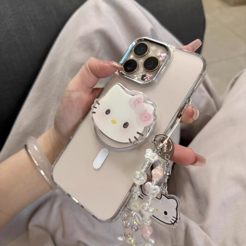 Hàn Quốc Dễ Thương Sanrio Hello Kitty 's Socket Magsafe Giá Đỡ Từ Tính Giá Đỡ Điện Thoại Grip Tok Hỗ Trợ Cho iPhone 16 15 Pro Max