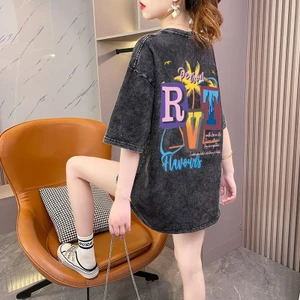 Áo Thun Phong Cách Mỹ, Kích Thước Lớn, Cotton Nguyên Chất, Mỏng, Màu Xám, Tay Ngắn