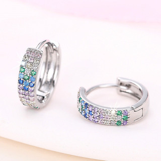 S925 Bạc Nhiều Màu Sắc Zircon Nhẫn và Bông Tai Đơn Giản Trang Sức Thời Trang Quà Tặng Nữ