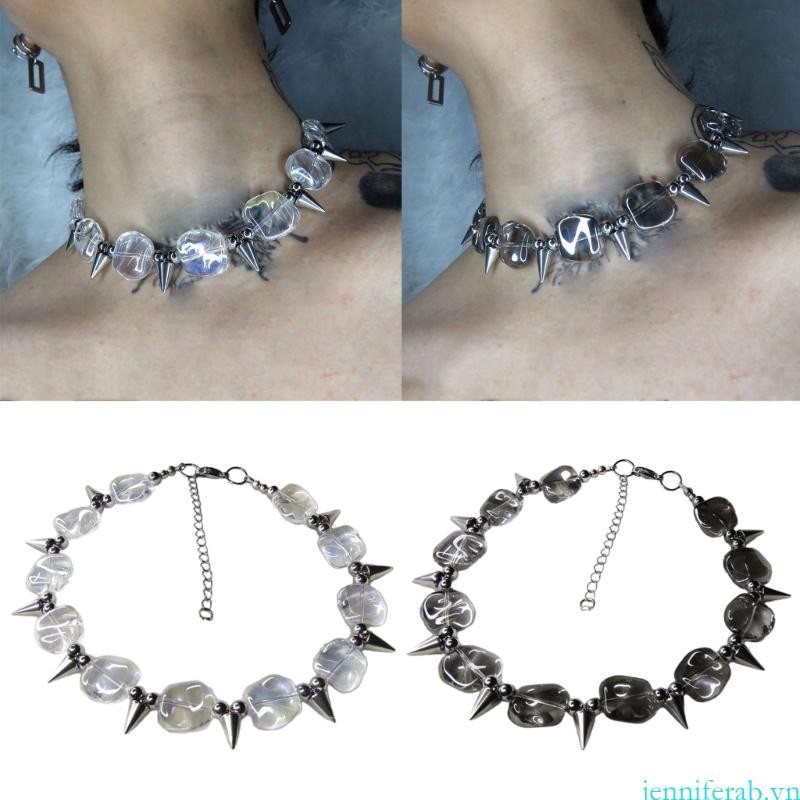 Jenniferab Rock Spike Rivet Vòng cổ Hip Hop Phong cách sành điệu