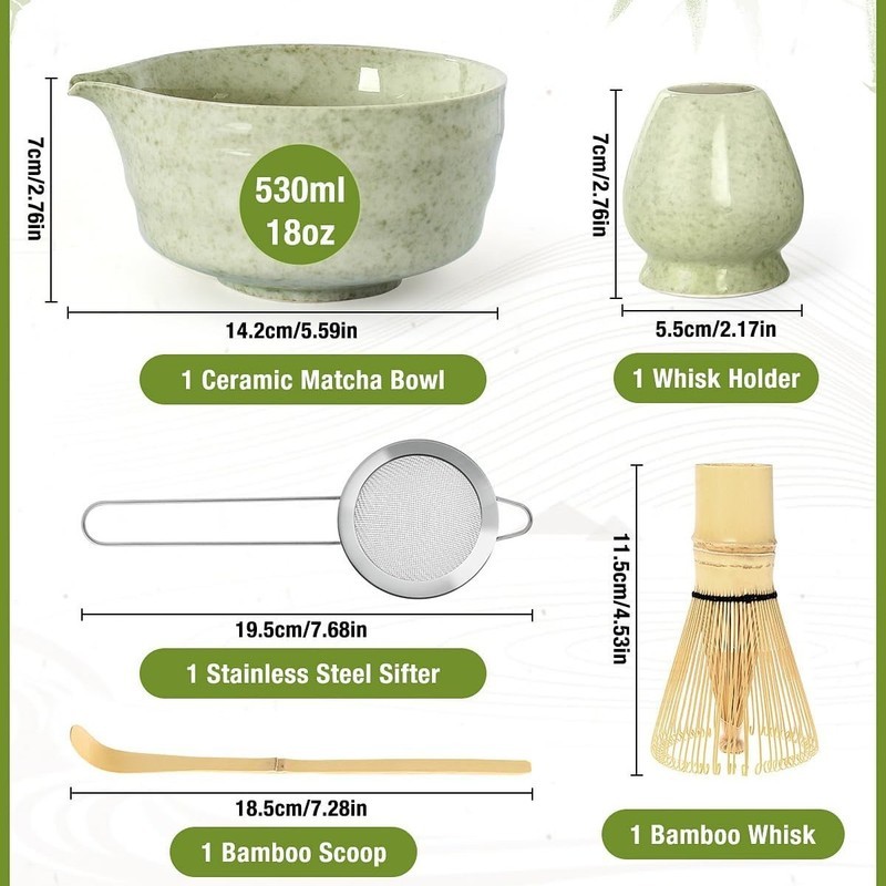 5 Chiếc Gốm Nhật Bản Bóng Màu Hồng Matcha Bát Macha Trà Whisk Chawan Chasen Giá Đỡ Muỗng Sifter Cốc Lễ Quà Tặng Bộ