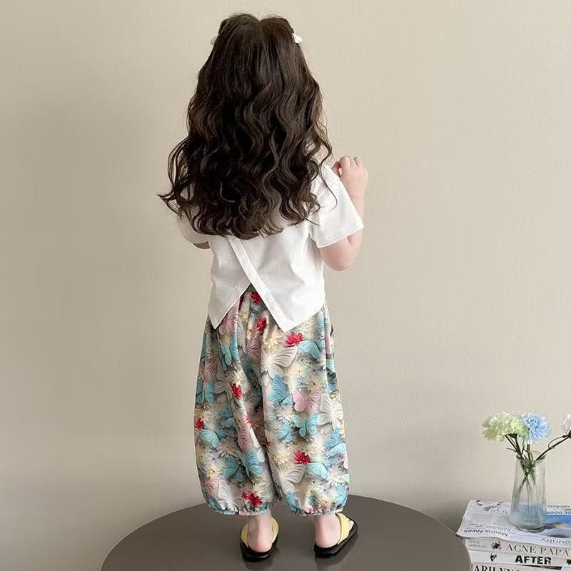 ​​Bộ đồ mỏng mùa hè cho bé gái Quần ngắn tay Bộ đồ hai mảnh loại A Mặc thường ngày 80-150​​Mã YJX0