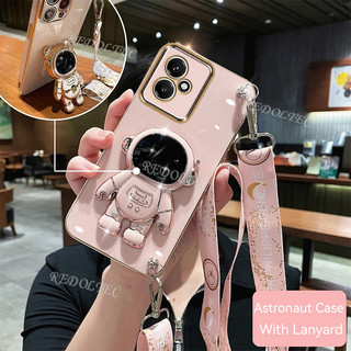 Ốp lưng Honor 400 400Pro 5G Thời trang mới Vỏ điện thoại mạ điện 6D dễ thương Honor 400 Pro Honor400 Pro có giá đỡ phi hành gia Dây đeo chéo dài cho bé gái