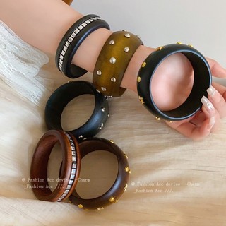 Vòng tay gỗ bánh sandwich vuông phong cách Trung Quốc, dây đeo cổ tay thời trang cá tính, trang sức cao cấp mới