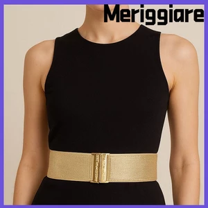 Thắt lưng Corset rộng MERIGGIARE, Dây thắt lưng co giãn thương hiệu hợp thời trang thiết kế sang trọng, Khóa đối xứng đa năng co giãn cho phụ nữ