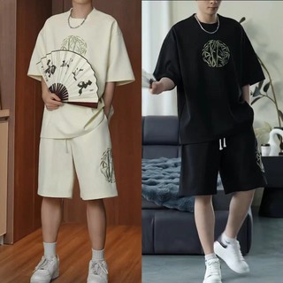 Bộ đồ nam style Trung Quốc, size lớn, set two món gồm áo ngắn tay và quầnshort, mã 619W