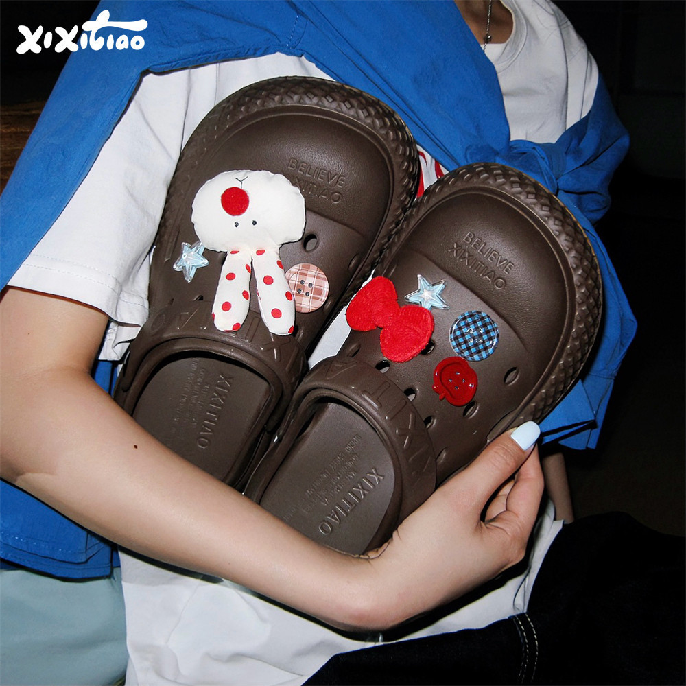 XIXITIAO Dép Thỏ Dễ Thương Dép Nữ Mùa Hè Đế Dày Tăng Chiều Cao Học Sinh Ngoài Trời Giày Sandal Đế Mềm