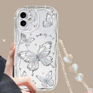 Ốp Điện Thoại Di Động Cho Samsung Galaxy S20 S23 FE S22 Ultra S21 Plus A05 A05S S20FE S21FE S23FE Vỏ Vồng Cạnh Hoa Trái Tim Tình Yêu Ngọc Trai Dây Xích Mềm Chống Sốc