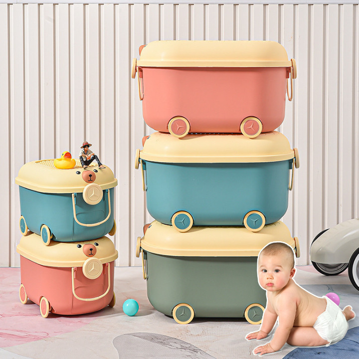 Thùng Đựng Đồ Chơi Cho Bé, Thùng Đựng Đồ Đa Năng Size Lớn Có Bánh Xe, Mặt Thùng Có Thể Chơi L.eGo Dinohome