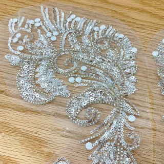 JKDESIGN Áo Dài Ren Thêu Sang Trọng, Đính Hạt và Kim Sa Lấp Lánh, Nhiều Màu Sắc cho Tiệc Cô Dâu với Cổ Appliqué