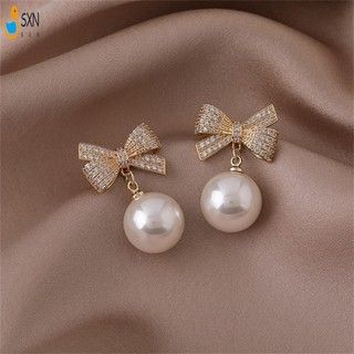Thanh Lịch Nơ Tai Bông Tai Full Kim Cương Giả Và Bóng Đỏ Trang Trí Đồ Trang Sức Thời Trang Cho Tiệc Váy Du Lịch Tai Trang Trí