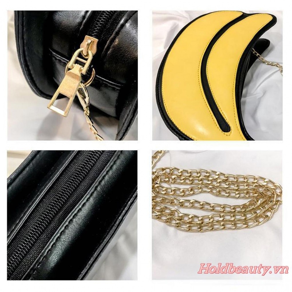 Dễ Thương Chuối Đeo Ngang Túi Nữ Hợp Thời Trang Dây Xích Mini Di Động Túi Điện Thoại Ví Túi Xách Đi Biển