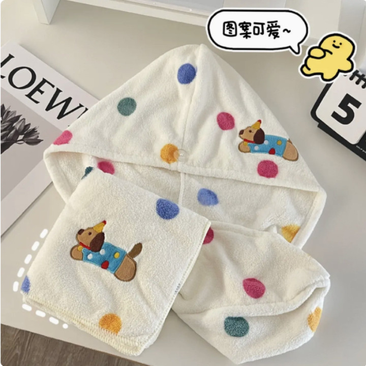 Set 3 Khăn Tắm Khăn Mặt Cotton Cao Cấp Họa Tiết Đáng Yêu Siêu Thấm Hút Mềm Mịn Không Xù Lông