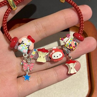 Kitty Cartoon KT Cat Apple Oil Vòng tay đính cườm nữ