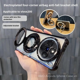 [Ốp bảo vệ chống rơi bốn góc] cho VIVO X200 Ultra Pro Mini VIVO X100 X100S X90 X80 Pro VIVO X100 Ultra X90 Pro+ điện thoại di động TPU mềm mạ điện với giá đỡ từ tính