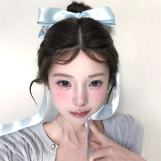 Kẹp tóc nơ bướm màu xanh bạc hà phụ kiện tóc ruy băng dài, băng đô ruy băng phong cách công chúa quá khổ