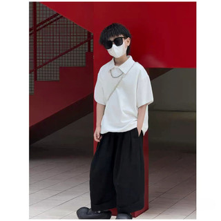 Bộ đồ cotton mùa hè cho bé trai, áo polo ngắn tay, áo phông, quần short cargo, bộ hai mảnh