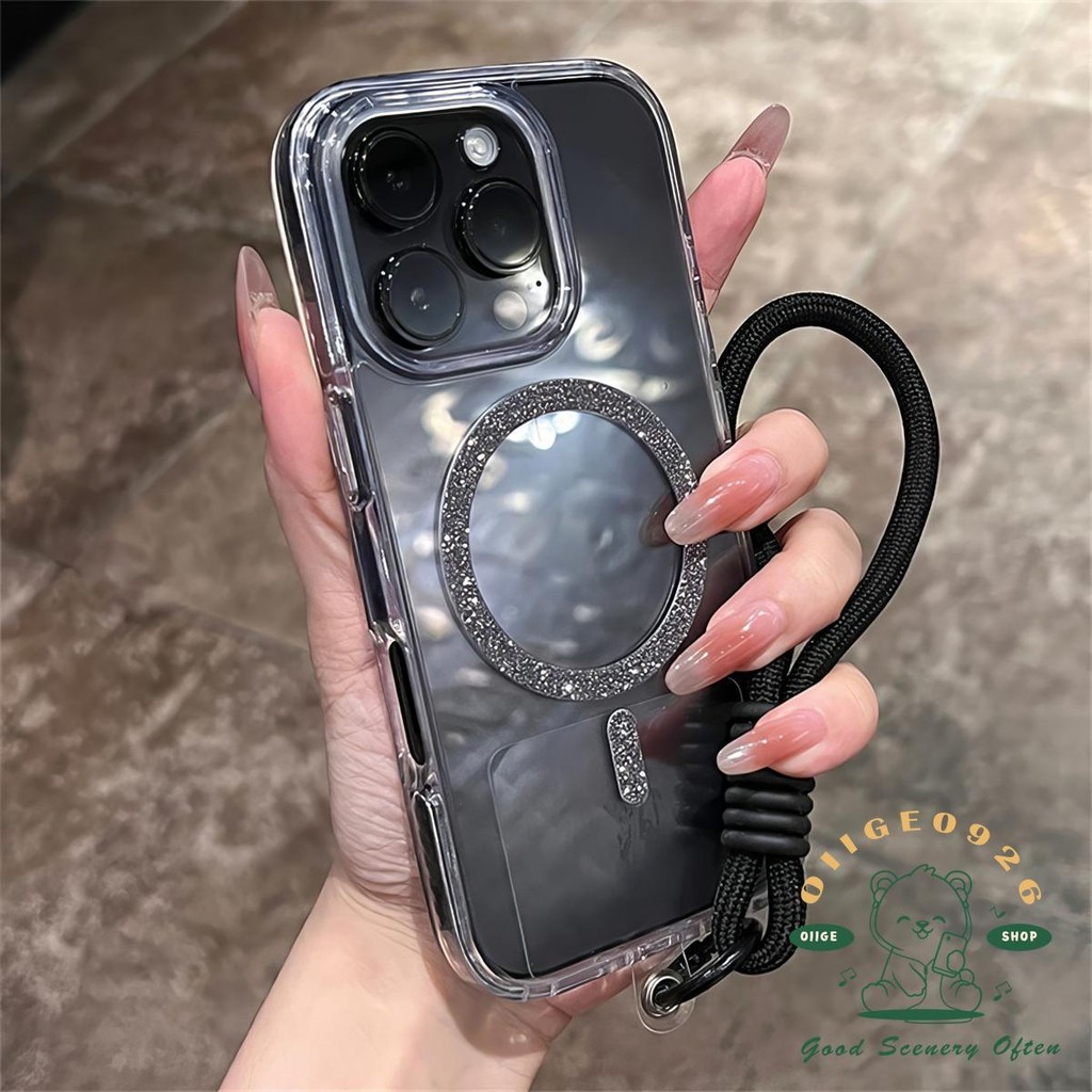 [Vỏ dây buộc] Túi khí chống rơi long lanh từ tính Vỏ điện thoại iphone16 Pro Max 15 14 13 12 11 cho vỏ iPhone Vỏ mềm silicon TPU chống sốc