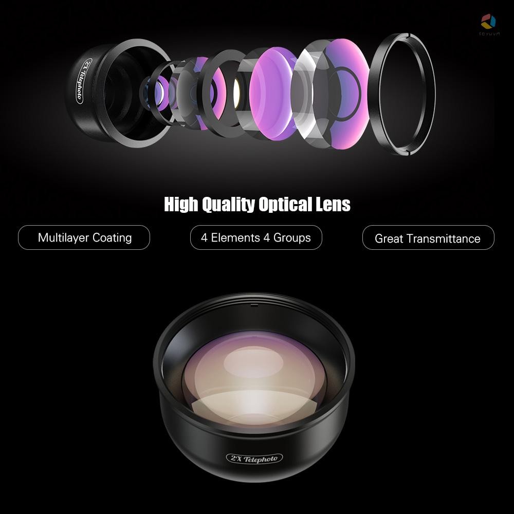 Ống kính tele điện thoại nhiều lớp APEXEL HB2X Zoom 2X cho ống kính kép / điện thoại thông minh ống kính đơn cho iPhone X / Xs / 8P Samsung Huawei Xiaomi Điện thoại di động