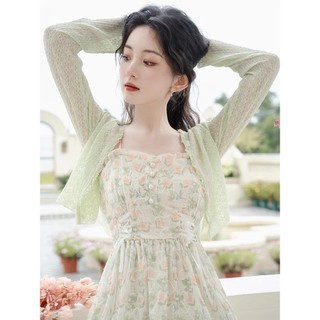 Đầm hoa nhẹ nhàng mùa hè phong cách Pháp cho phụ nữ, đầm cổ điển mới, bộ hai mảnh cao cấp