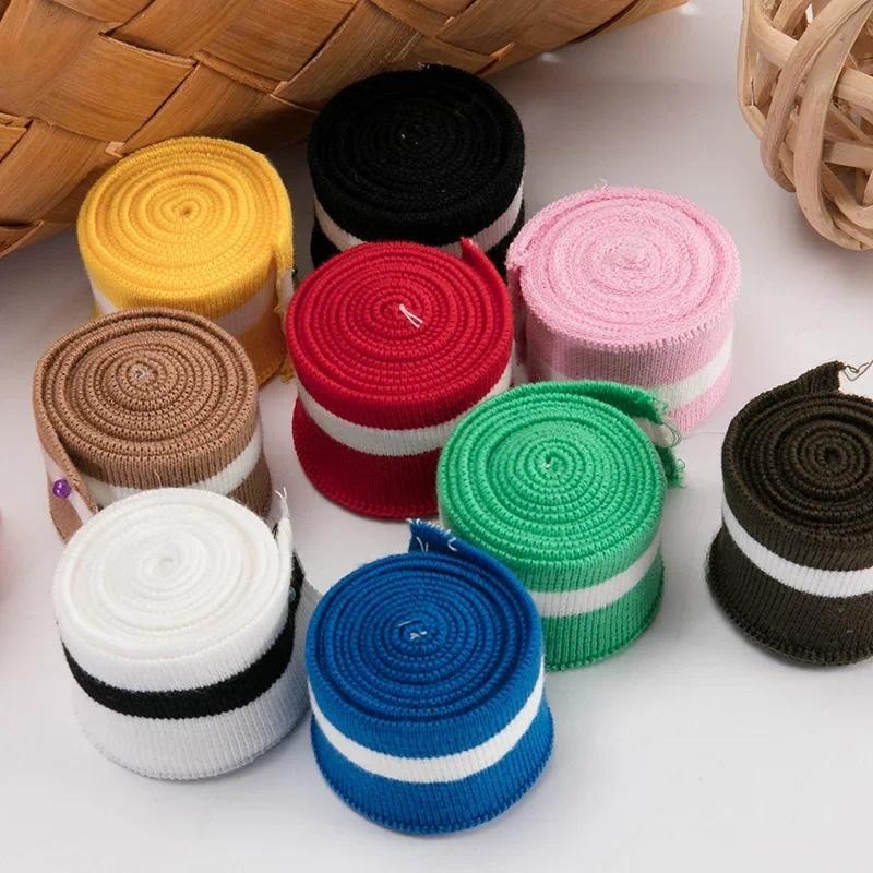 Nhiều Màu Sọc Cotton Spandex Sườn Vải Cho Cổ Vòng Cổ Và Cổ Chất Liệu Cho Thể Thao Đồng Phục Quần Áo Phụ Kiện TJ0510
