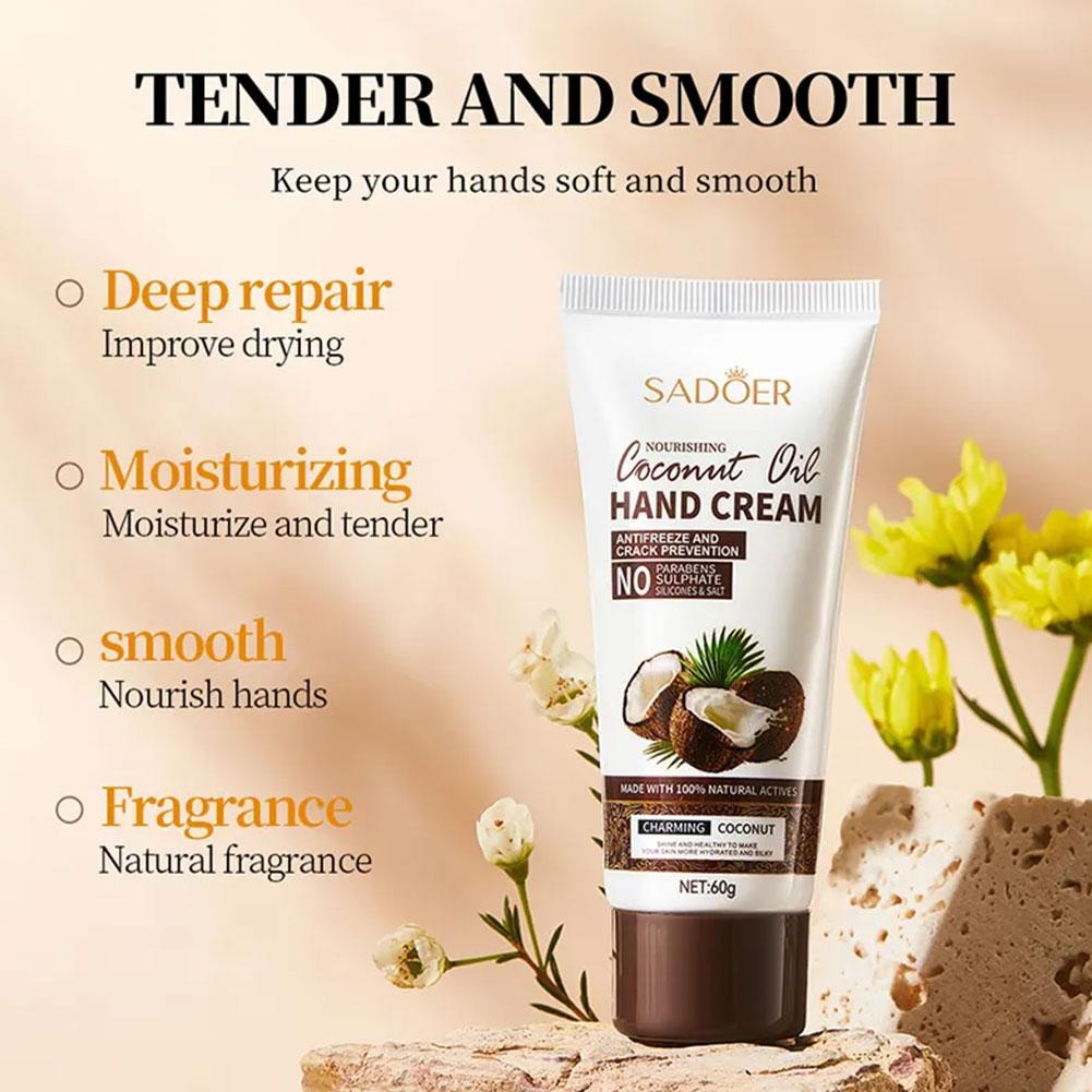 Sadoer Dừa Chiết Xuất Tay Kem Dưỡng Ẩm Dưỡng Ẩm Tay Chống Khô 60g U2z1