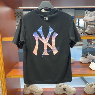 Áo thun ngắn tay Cotton cao cấp 100% phong cách Hàn Quốc dáng rộng đơn giản Gradient in logo cổ tròn Áo thun thoải mái