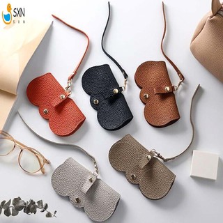 Túi đựng kính râm bằng da có dây đeo cổ tay Hộp đựng kính râm để đựng chìa khóa tiền xu