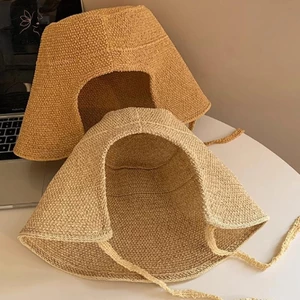 HNKMP Linen Straw Regency Bonnets Mũ dành cho nữ Mũ chống nắng Nơ Bãi biển Vành rộng lớn Áo choàng Mũ Chapeau Femme Ren ngoài trời Mùa hè.
