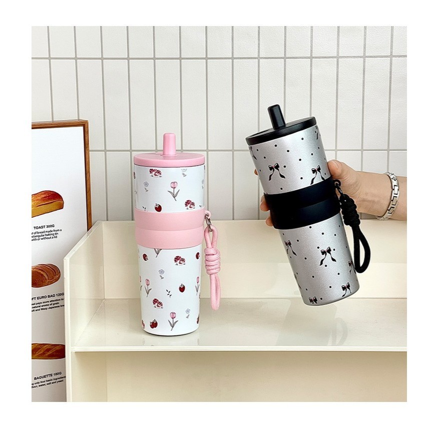 Ly giữ nhiệt Fun+ 750ml_Candy, inox 316, giữ nhiệt 8-12H, có ống hút và dây cầm tiện lợi