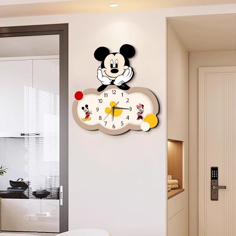 Hoạt Hình Hoạt Hình Mickey Đồng Hồ Treo Tường Phòng Khách Tivi Nền Đồng Hồ Treo Tường Tắt Tiếng Không Đục Lỗ Đồng Hồ Treo Tường Nhà Hàng Đồng Hồ Treo Tường 6.2 GDSZ