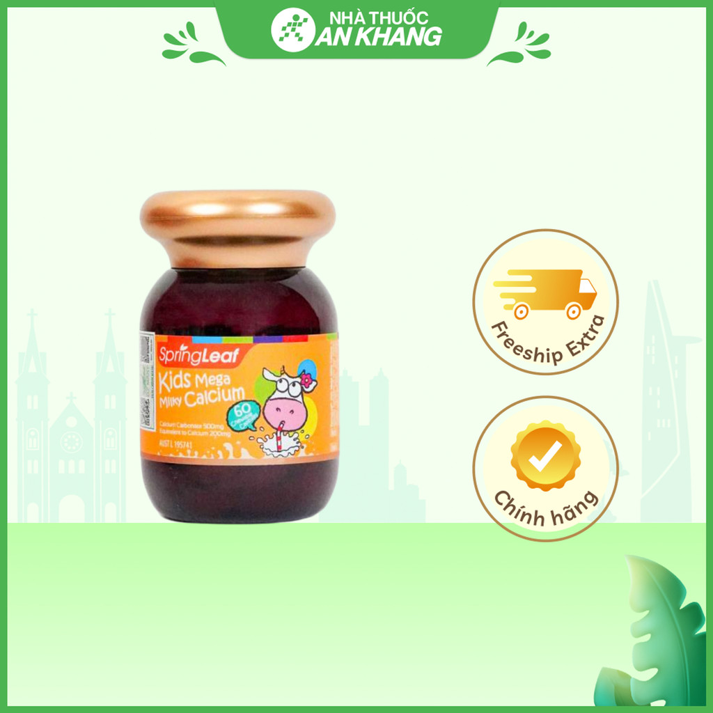 SpringLeaf Kids Mega Milky Calcium bổ sung canxi cho bé lọ 60 viên
