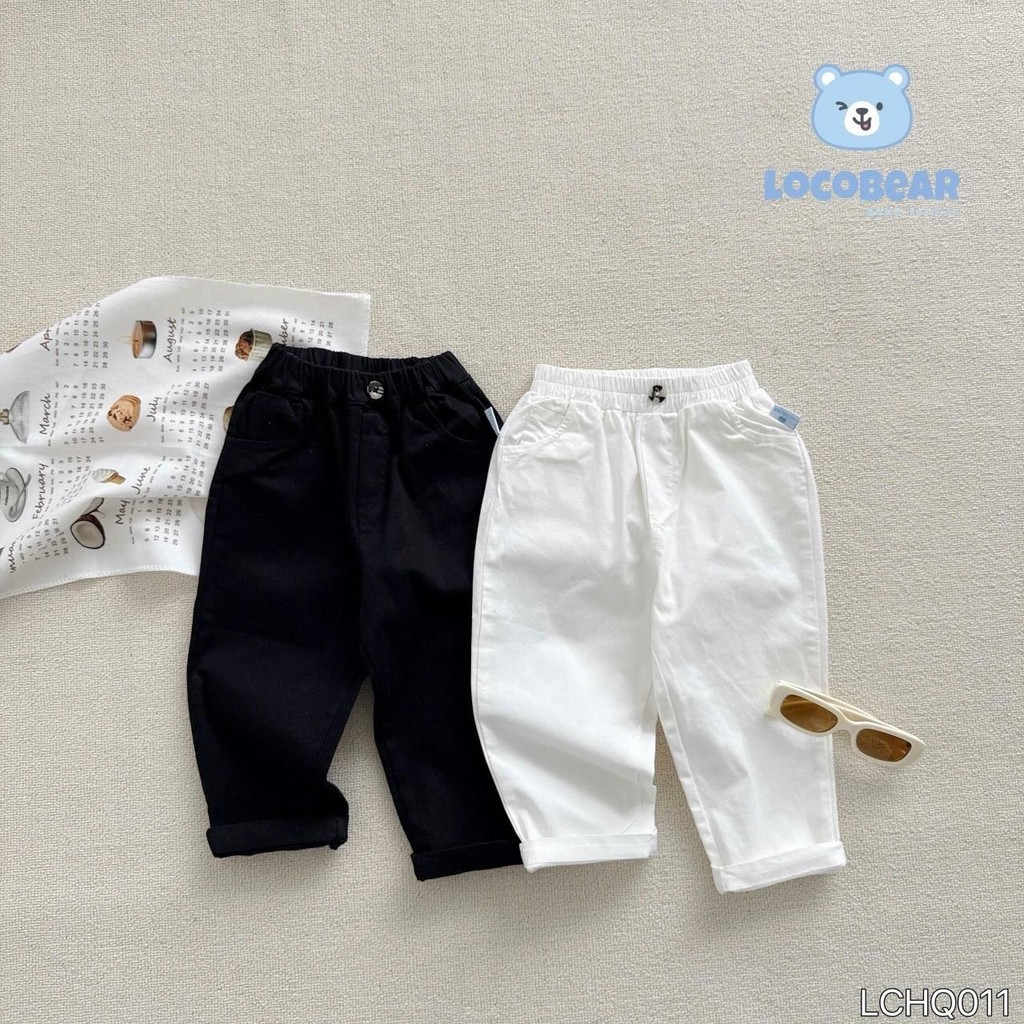 Quần kaki bé trai Locobear LCHQ011 dài basic phong cách Hàn Quốc – quần trẻ em nam size 80-140 (9-29kg)