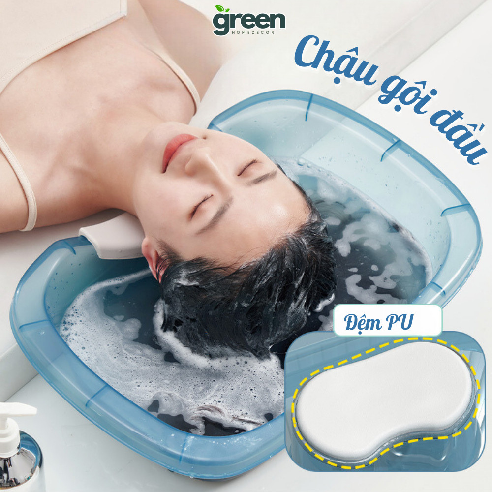 Chậu gội đầu tại nhà Dinohome có ống thoát nước 74cm, đệm PU mềm thoải mái cho đầu cổ và vai gáy