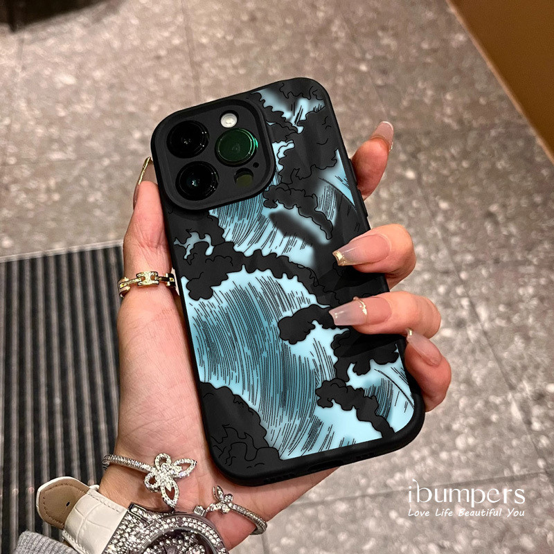 ibumpers Ốp Điện Thoại iPhone Họa Tiết Đám Mây Sóng Nghệ Thuật Đẹp Cho IPhone 16 15 14 12 13 11 Pro Max IP 7 8 Plus X XS XR Xếp Ly Ốp Lưng Silicon Mềm Chống Sốc
