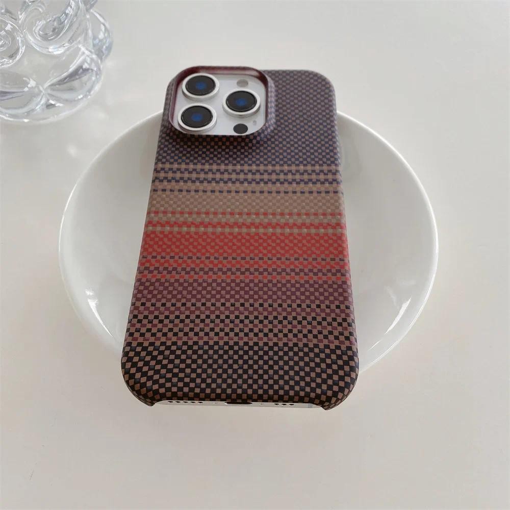 Dành Cho IPhone 16 15 14 13 12 Pro Max Kevlar Họa Tiết Ốp Lưng Điện Thoại 16 Plus Sợi Carbon Da Không Biên Giới Vỏ Bảo Vệ