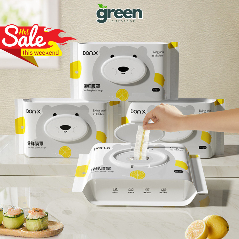 Màng bọc thực phẩm thế hệ mới dạng rút tiện lợi 100c, Gói màng bọc PE siêu dai cấp thực phẩm có nắp đậy kín chống bụi