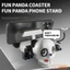 BORAGETE Đế lót ly gấu trúc đầy sao, Trang trí bàn di động Panda Coaster, Giá đỡ điện thoại nhìn vào mắt 2in1 đa chức năng