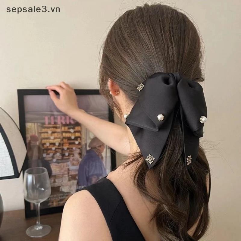 # sepsale # New Polka Dot Bowknot Women 's 2025 Mới Cao Cấp Cảm Giác Sash Lưng Của Đuôi Ngựa Kẹp Phụ Kiện Tóc.