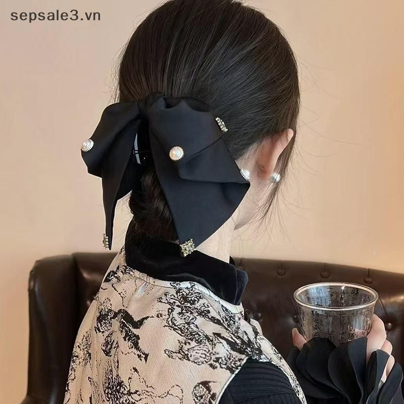 # sepsale # New Polka Dot Bowknot Women 's 2025 Mới Cao Cấp Cảm Giác Sash Lưng Của Đuôi Ngựa Kẹp Phụ Kiện Tóc.