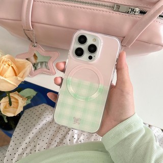 Ốp Lưng Cứng Tương Thích Với iPhone 13 14 14Pro 14ProMax 15 15Pro 15ProMax 16 16Pro 16ProMax 17 17Pro 17ProMax Vỏ Nam Châm Họa Tiết Nối Xanh Hồng