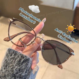 (0 ~ -400) Kính chống bức xạ mắt mèo cổ điển dành cho nữ Kính mắt khung nhỏ Chống ánh sáng xanh Kính mắt cận thị