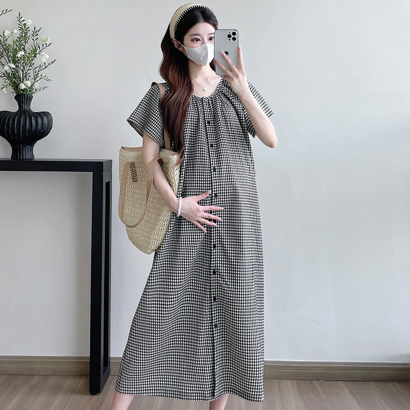 Váy kẻ sọc khí chất dáng rộng mùa hè