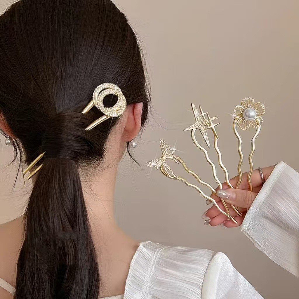 [Phong cách mới] Kẹp tóc hình chữ u ngọc trai cao cấp - Dụng cụ làm đẹp tiện lợi