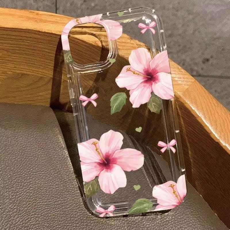 Ốp Lưng Tương Thích Cho iPhone 16 15 Pro Max 11 13 14 12 Pro Cho iPhone 16e 7 8 Plus XS Max X XR SE2022 Họa Tiết Hoa Trong Suốt Mềm