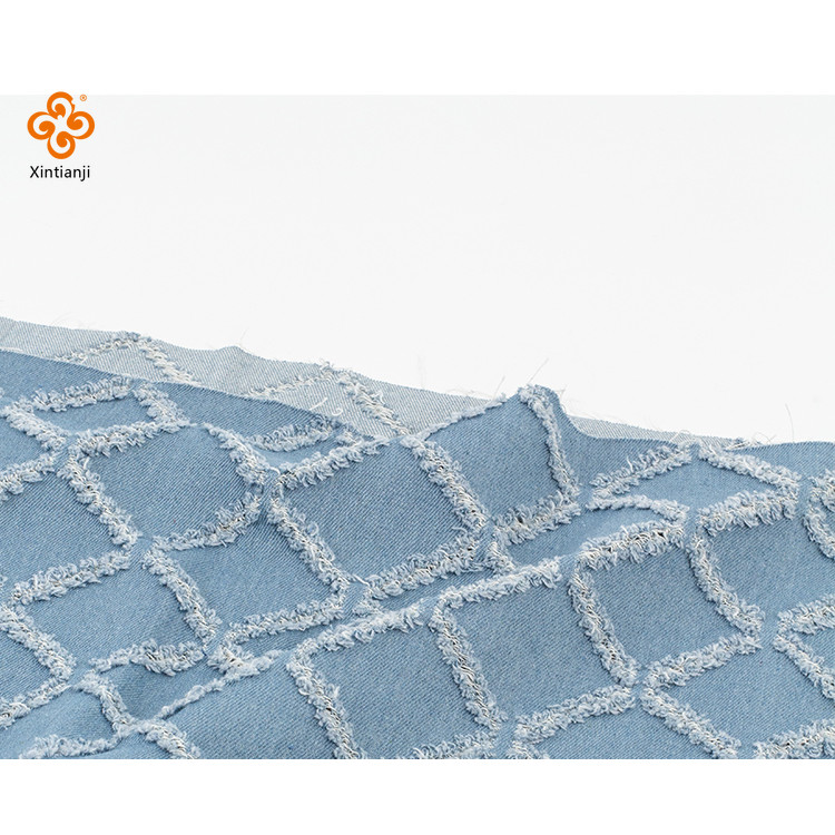Dày Xanh Hình Thoi Rửa Vải Denim Mềm Mại DIY Túi Thiết Kế Vải Handmade DIY Quần Áo 50x150cm